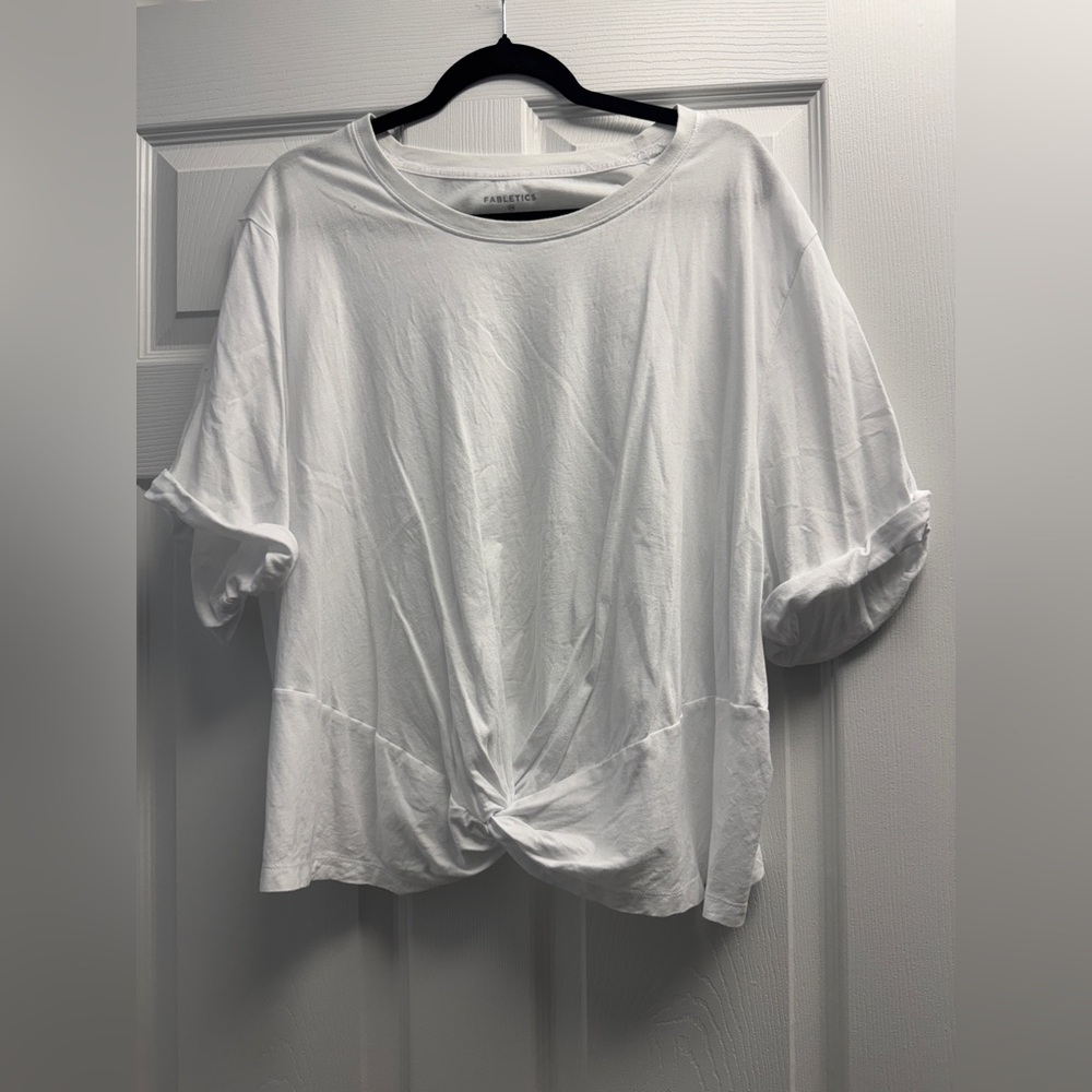 Fabletics Classic White Twist Front Tee